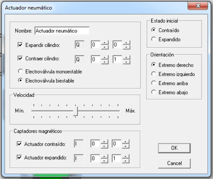 Configuración de un cilindro en PC Simu